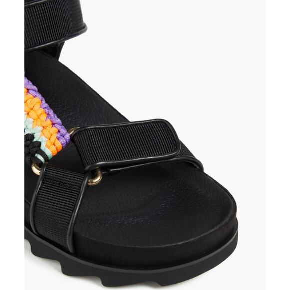 Sandro Black Leather Crochet-Knit Platform Sport Sandals EU 36 NEW - Picture 2 of 12